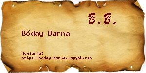 Bóday Barna névjegykártya