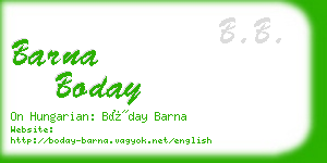 barna boday business card